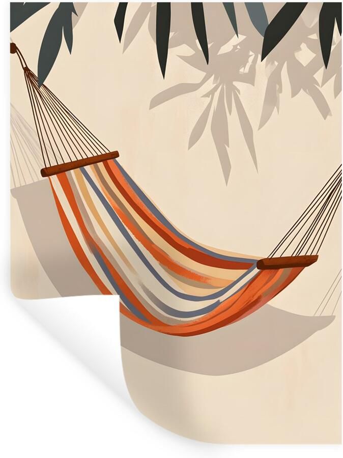 StickerSnake Muurstickers Sticker Folie Hangmat Kleurrijk Bladeren Schaduw 90x120 cm Plakfolie Muurstickers Kinderkamer Zelfklevend Behang Zelfklevend behangpapier Stickerfolie