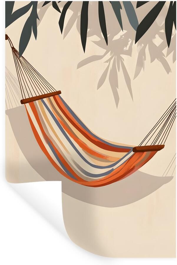 StickerSnake Muurstickers Sticker Folie Hangmat Kleurrijk Bladeren Schaduw 80x120 cm Plakfolie Muurstickers Kinderkamer Zelfklevend Behang Zelfklevend behangpapier Stickerfolie