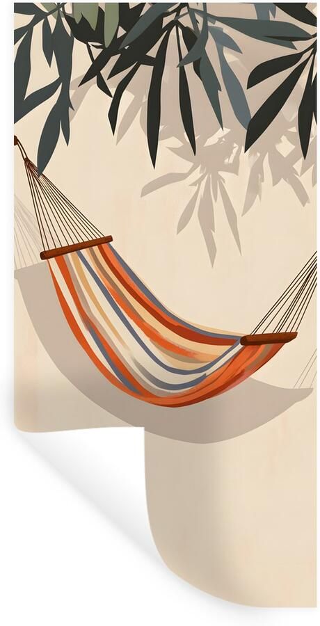 StickerSnake Muurstickers Sticker Folie Hangmat Kleurrijk Bladeren Schaduw 80x160 cm Plakfolie Muurstickers Kinderkamer Zelfklevend Behang Zelfklevend behangpapier Stickerfolie