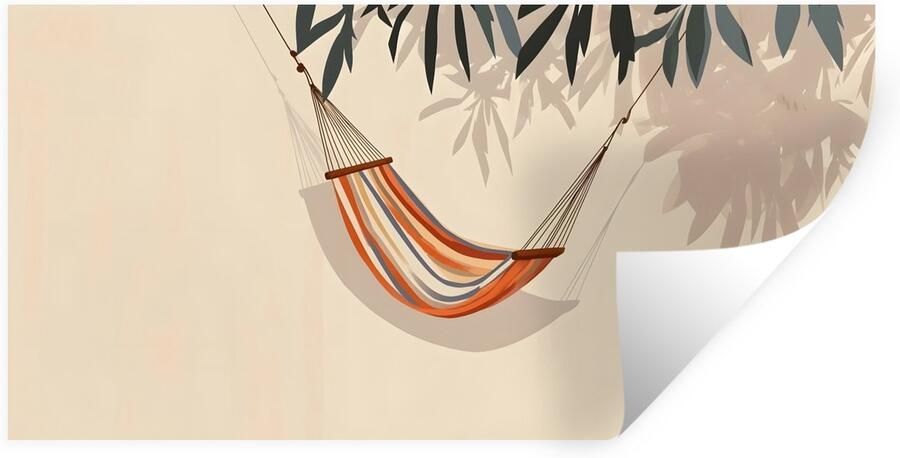 StickerSnake Muurstickers Sticker Folie Hangmat Kleurrijk Bladeren Schaduw 120x60 cm Plakfolie Muurstickers Kinderkamer Zelfklevend Behang Zelfklevend behangpapier Stickerfolie