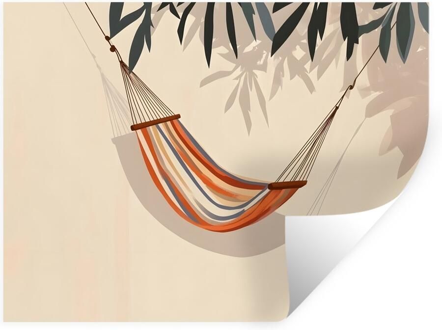 StickerSnake Muurstickers Sticker Folie Hangmat Kleurrijk Bladeren Schaduw 40x30 cm Plakfolie Muurstickers Kinderkamer Zelfklevend Behang Zelfklevend behangpapier Stickerfolie