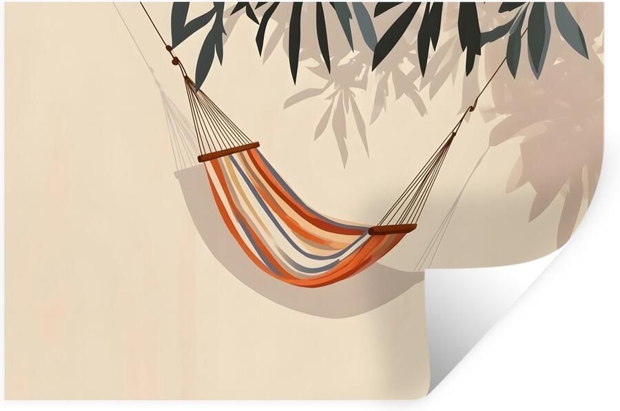 StickerSnake Muurstickers Sticker Folie Hangmat Kleurrijk Bladeren Schaduw 120x80 cm Plakfolie Muurstickers Kinderkamer Zelfklevend Behang Zelfklevend behangpapier Stickerfolie