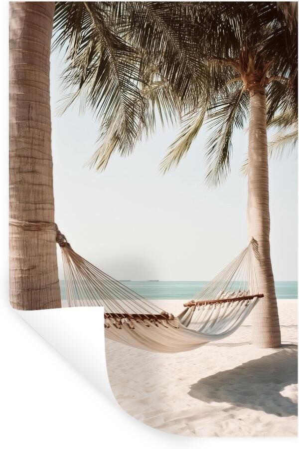 StickerSnake Muurstickers Sticker Folie Hangmat Palmbomen Strand Zee 60x90 cm Plakfolie Muurstickers Kinderkamer Zelfklevend Behang Zelfklevend behangpapier Stickerfolie