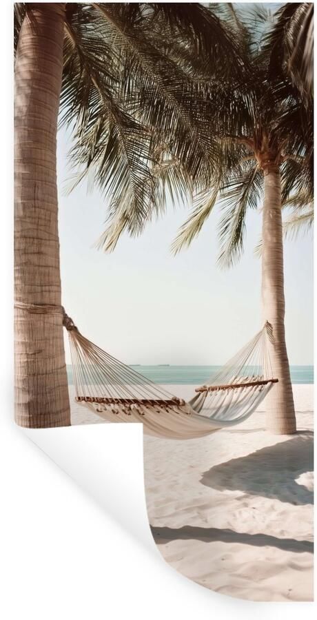 StickerSnake Muurstickers Sticker Folie Hangmat Palmbomen Strand Zee 80x160 cm Plakfolie Muurstickers Kinderkamer Zelfklevend Behang Zelfklevend behangpapier Stickerfolie