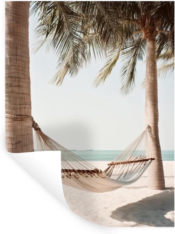 StickerSnake Muurstickers Sticker Folie Hangmat Palmbomen Strand Zee 30x40 cm Plakfolie Muurstickers Kinderkamer Zelfklevend Behang Zelfklevend behangpapier Stickerfolie