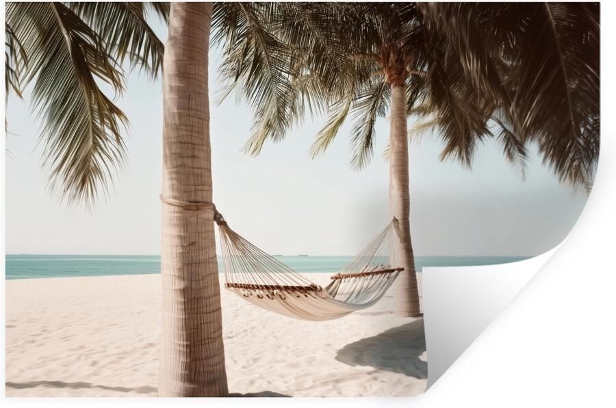 StickerSnake Muurstickers Sticker Folie Hangmat Palmbomen Strand Zee 60x40 cm Plakfolie Muurstickers Kinderkamer Zelfklevend Behang Zelfklevend behangpapier Stickerfolie