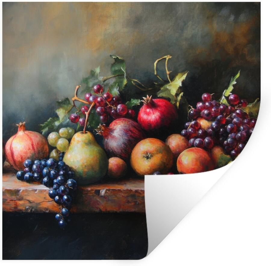 StickerSnake Muurstickers Sticker Folie Rustiek Stilleven Fruit 50x50 cm Plakfolie Muurstickers Kinderkamer Zelfklevend Behang Zelfklevend behangpapier Stickerfolie