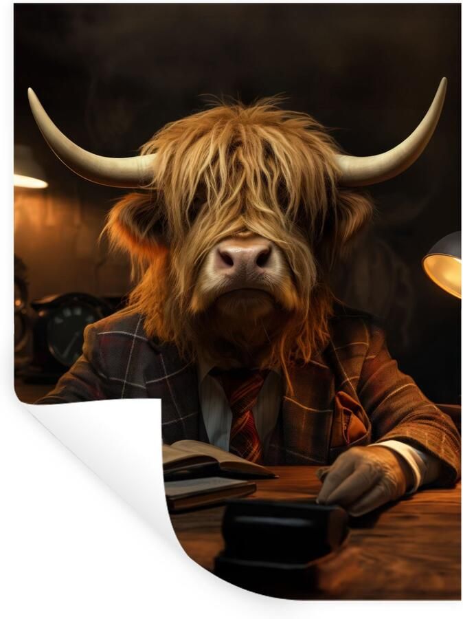StickerSnake Muurstickers Sticker Folie Schotse hooglander Dier Pak Bureau 90x120 cm Plakfolie Muurstickers Kinderkamer Zelfklevend Behang Zelfklevend behangpapier Stickerfolie