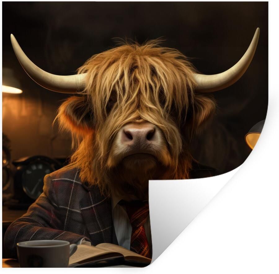 StickerSnake Muurstickers Sticker Folie Schotse hooglander Dier Pak Bureau 50x50 cm Plakfolie Muurstickers Kinderkamer Zelfklevend Behang Zelfklevend behangpapier Stickerfolie