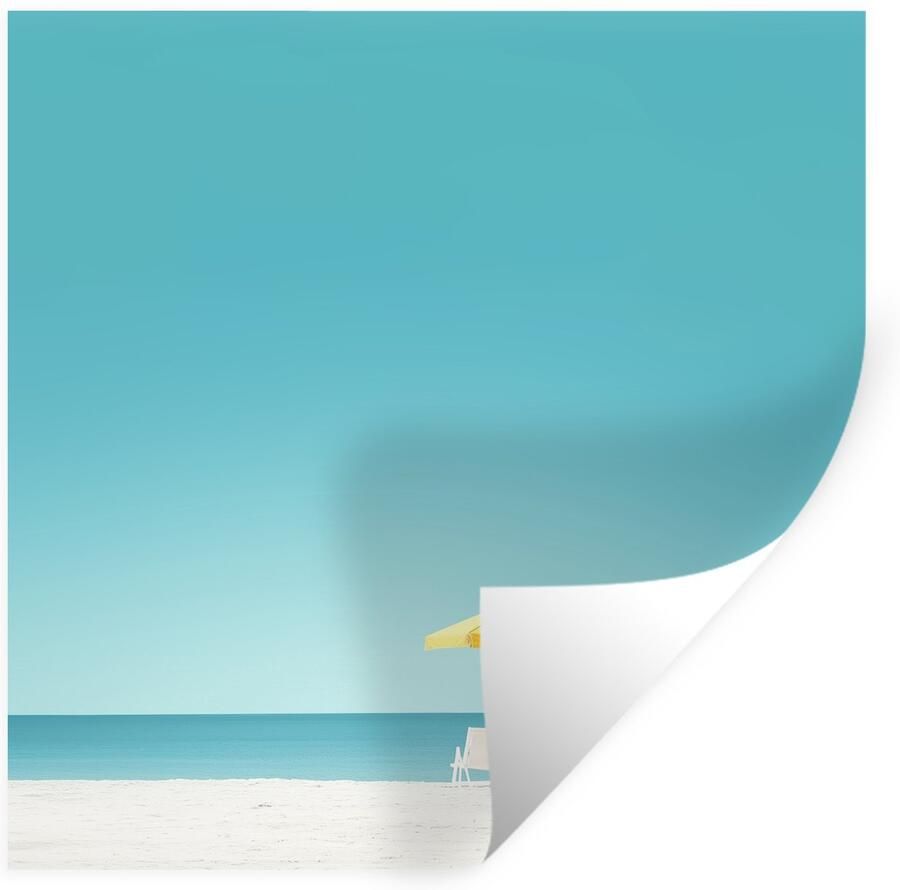 StickerSnake Muurstickers Sticker Folie Strand Blauwe lucht Geel Parasol 30x30 cm Plakfolie Muurstickers Kinderkamer Zelfklevend Behang Zelfklevend behangpapier Stickerfolie