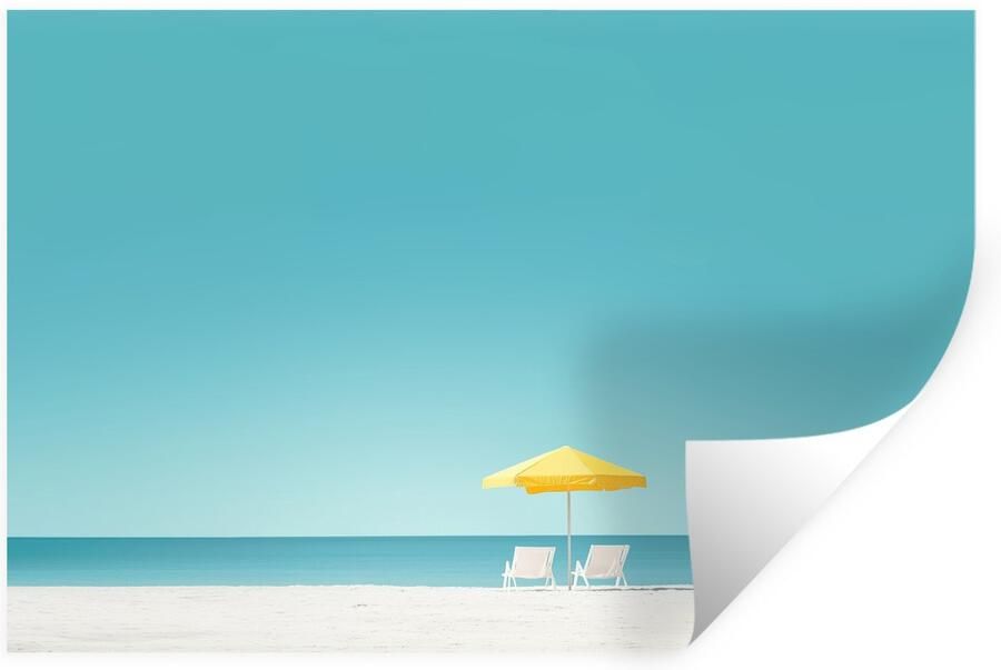 StickerSnake Muurstickers Sticker Folie Strand Blauwe lucht Geel Parasol 30x20 cm Plakfolie Muurstickers Kinderkamer Zelfklevend Behang Zelfklevend behangpapier Stickerfolie