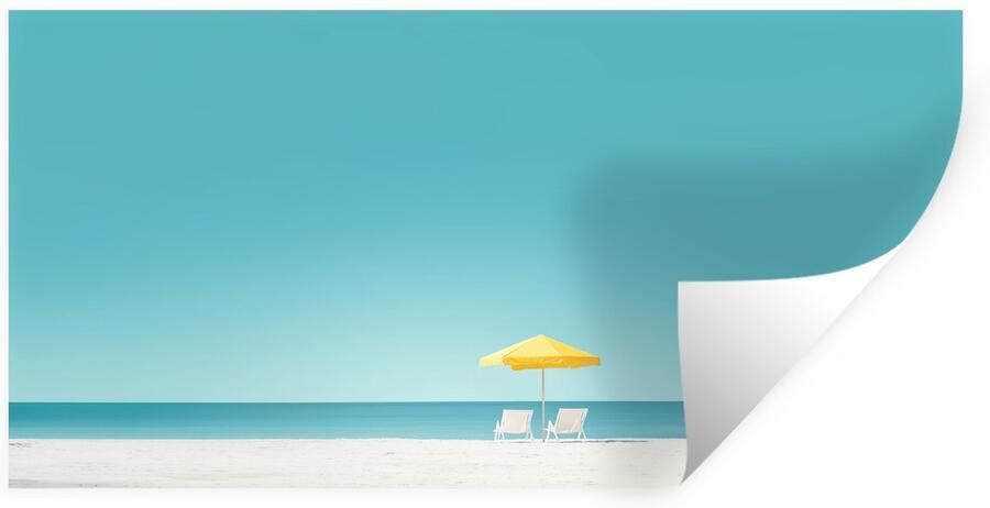 StickerSnake Muurstickers Sticker Folie Strand Blauwe lucht Geel Parasol 120x60 cm Plakfolie Muurstickers Kinderkamer Zelfklevend Behang Zelfklevend behangpapier Stickerfolie
