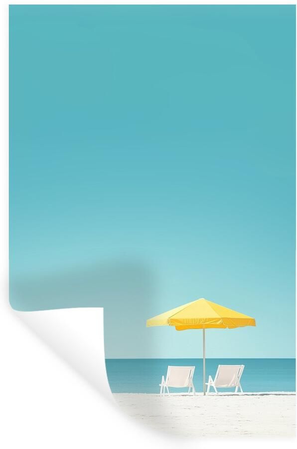 StickerSnake Muurstickers Sticker Folie Strand Blauwe lucht Geel Parasol 40x60 cm Plakfolie Muurstickers Kinderkamer Zelfklevend Behang Zelfklevend behangpapier Stickerfolie