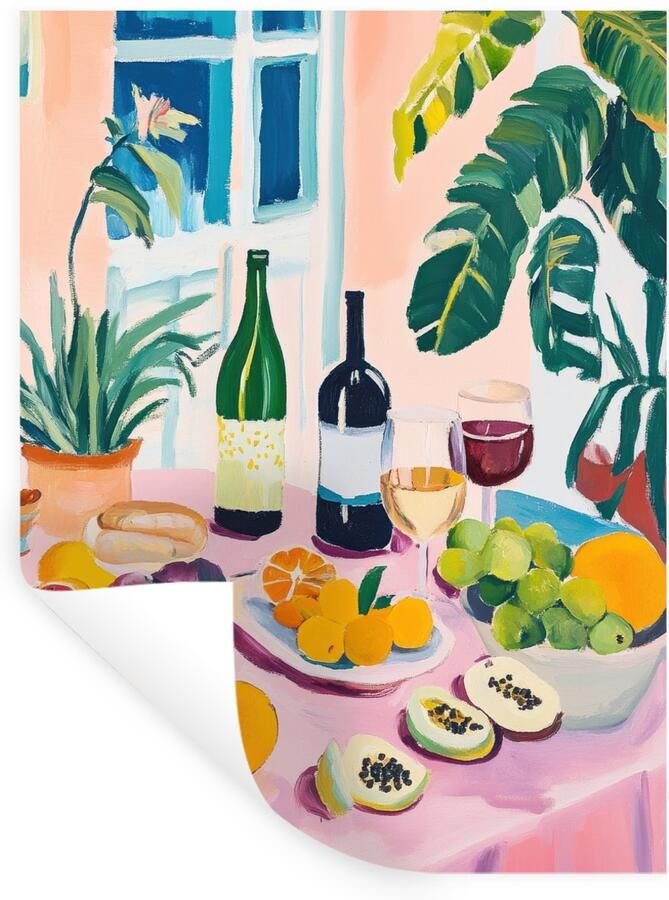 StickerSnake Muurstickers Sticker Folie Tafel Wijn Fruit 30x40 cm Plakfolie Muurstickers Kinderkamer Zelfklevend Behang Zelfklevend behangpapier Stickerfolie