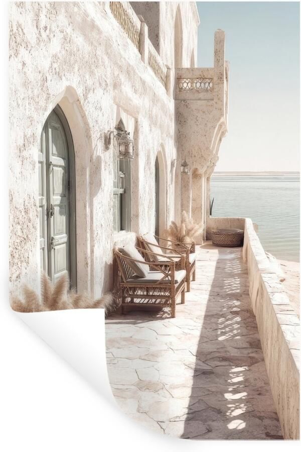 StickerSnake Muurstickers Sticker Folie Terras Stoelen Strand Beige 20x30 cm Plakfolie Muurstickers Kinderkamer Zelfklevend Behang Zelfklevend behangpapier Stickerfolie