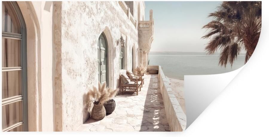 StickerSnake Muurstickers Sticker Folie Terras Stoelen Strand Beige 120x60 cm Plakfolie Muurstickers Kinderkamer Zelfklevend Behang Zelfklevend behangpapier Stickerfolie