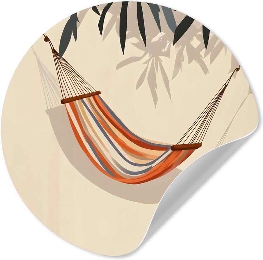 StickerSnake WallCircle Behangcirkel 140x140 cm Muurstickers Hangmat Kleurrijk Bladeren Schaduw Muurcirkel woonkamer Wandcirkel slaapkamer Kamer decoratie zelfklevend Muurdecoratie accessoires