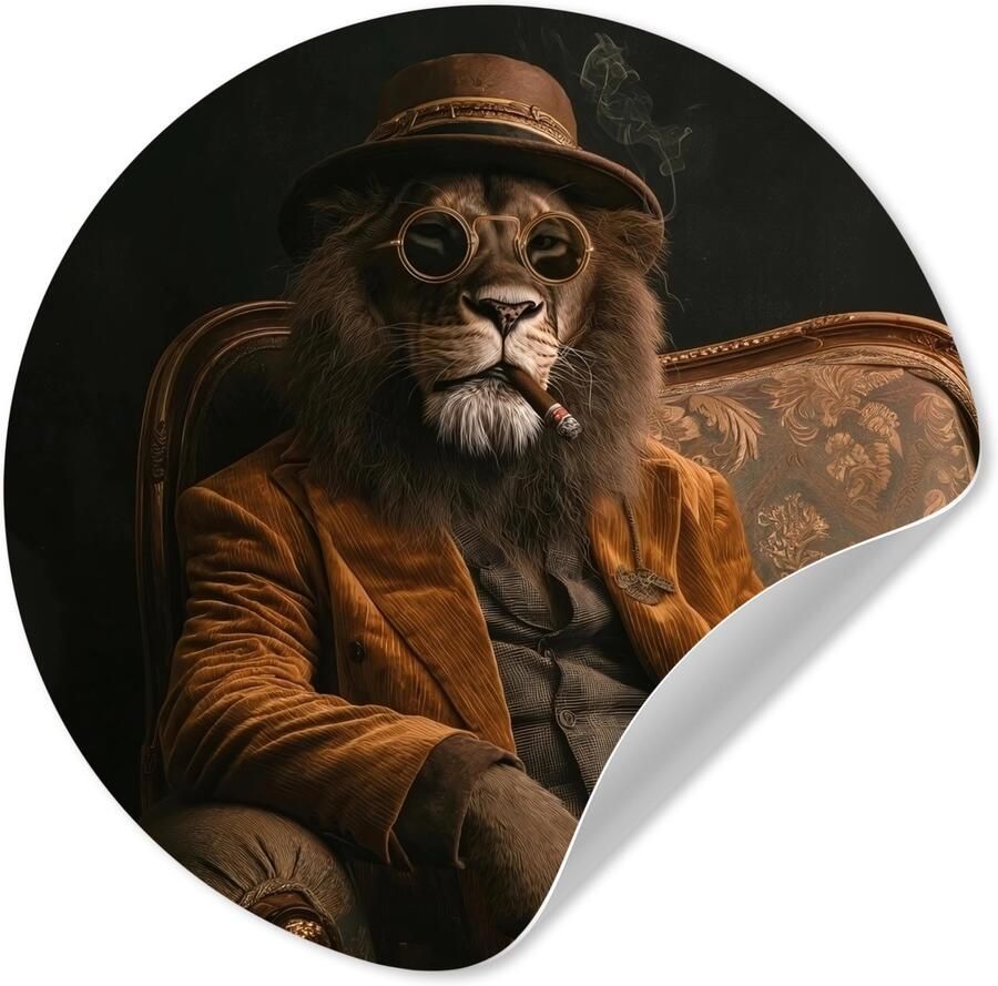 StickerSnake WallCircle Behangcirkel 80x80 cm Muurstickers Bril Leeuw Bank Hoed Muurcirkel woonkamer Wandcirkel slaapkamer Kamer decoratie zelfklevend Muurdecoratie accessoires