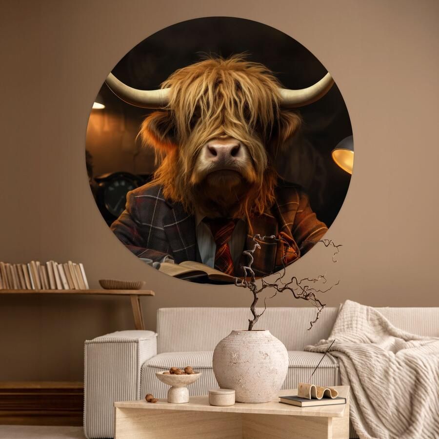 StickerSnake WallCircle Behangcirkel 140x140 cm Muurstickers Schotse hooglander Dier Pak Bureau Muurcirkel woonkamer Wandcirkel slaapkamer Kamer decoratie zelfklevend Muurdecoratie accessoires