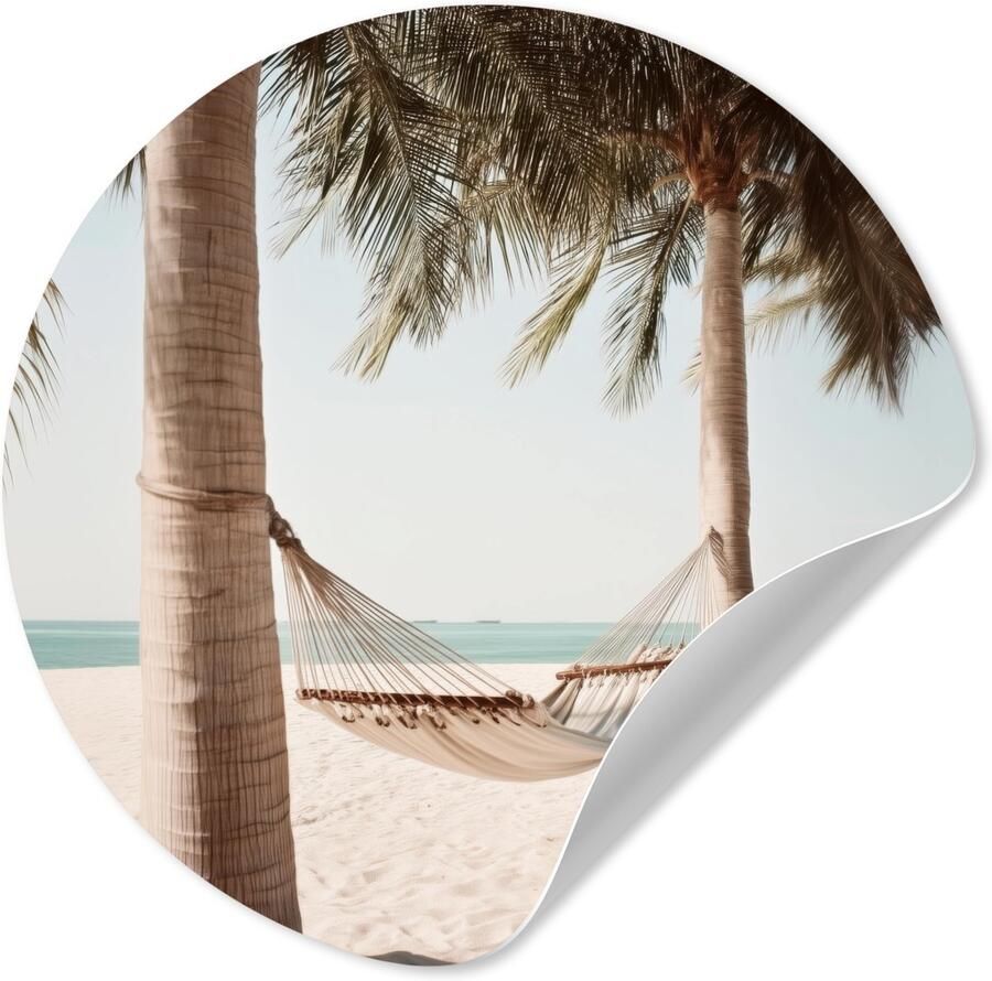 StickerSnake WallCircle Behangcirkel 140x140 cm Muurstickers Hangmat Palmbomen Strand Zee Muurcirkel woonkamer Wandcirkel slaapkamer Kamer decoratie zelfklevend Muurdecoratie accessoires