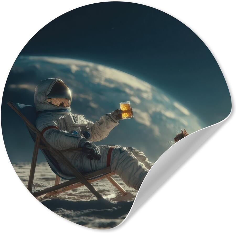 StickerSnake WallCircle Behangcirkel 120x120 cm Muurstickers Astronaut Kat Glas Stoel Muurcirkel woonkamer Wandcirkel slaapkamer Kamer decoratie zelfklevend Muurdecoratie accessoires XXL - Foto 2