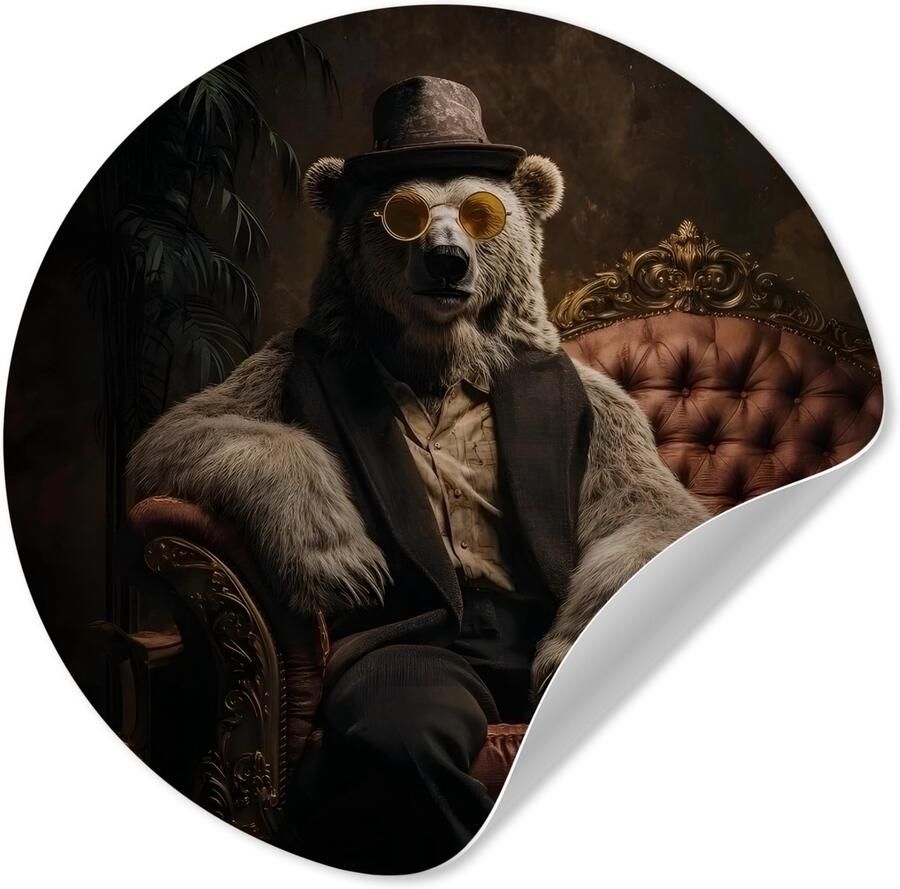 StickerSnake WallCircle Behangcirkel 140x140 cm Muurstickers Ijsbeer Hoed Bril Stoel Muurcirkel woonkamer Wandcirkel slaapkamer Kamer decoratie zelfklevend Muurdecoratie accessoires