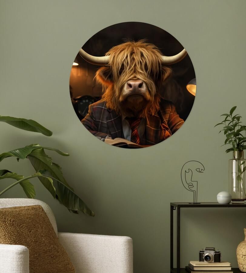 StickerSnake WallCircle Behangcirkel 80x80 cm Muurstickers Schotse hooglander Dier Pak Bureau Muurcirkel woonkamer Wandcirkel slaapkamer Kamer decoratie zelfklevend Muurdecoratie accessoires