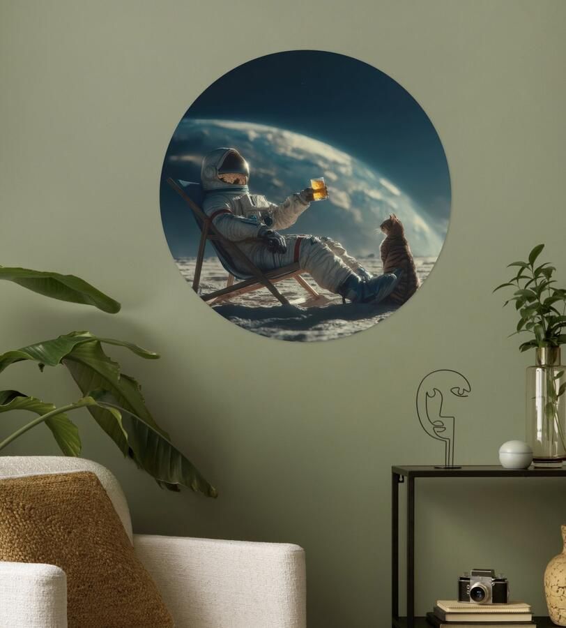 StickerSnake WallCircle Behangcirkel 80x80 cm Muurstickers Astronaut Kat Glas Stoel Muurcirkel woonkamer Wandcirkel slaapkamer Kamer decoratie zelfklevend Muurdecoratie accessoires