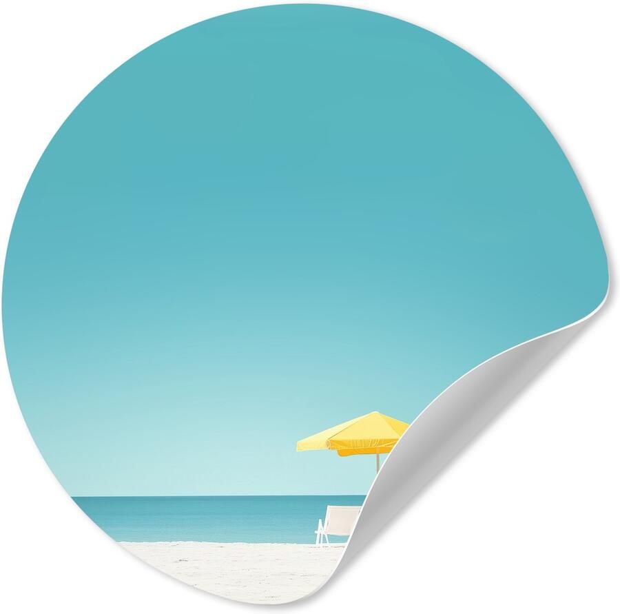 StickerSnake WallCircle Behangcirkel 140x140 cm Muurstickers Strand Blauwe lucht Geel Parasol Muurcirkel woonkamer Wandcirkel slaapkamer Kamer decoratie zelfklevend Muurdecoratie accessoires