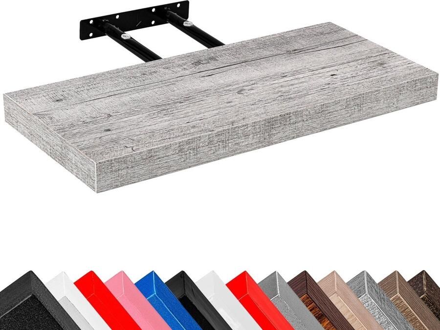 Stilista Wandplank Zwevend Wand Plank Trendy Design MDF 100 x 23 5 x 3 8 cm Wit Hout Rustiek