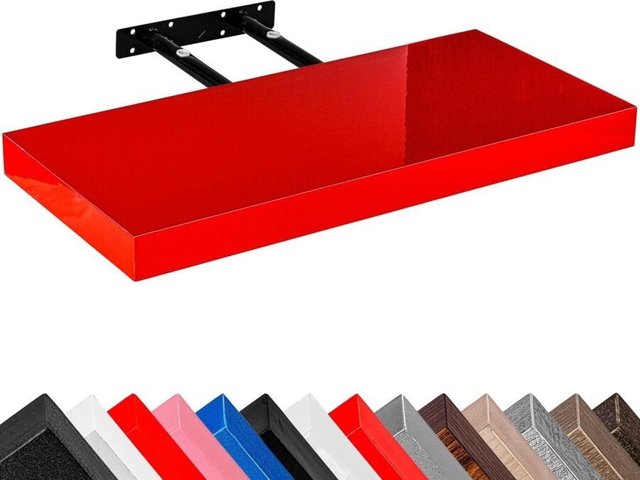 Stilista Wandplank Zwevend Wand Plank Trendy Design MDF 30 x 23 5 x 3 8 cm Hoogglans Rood