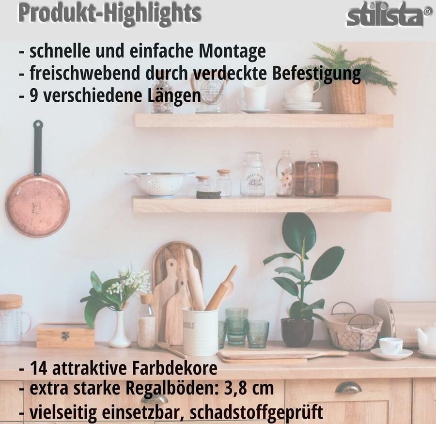 Stilista Wandplank Zwevend Wand Plank Trendy Design MDF 30 x 23 5 x 3 8 cm Wit Hout Rustiek