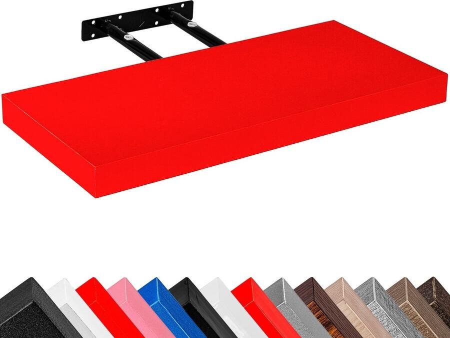 Stilista Wandplank Zwevend Wand Plank Trendy Design MDF 60 x 23 5 x 3 8 cm Rood