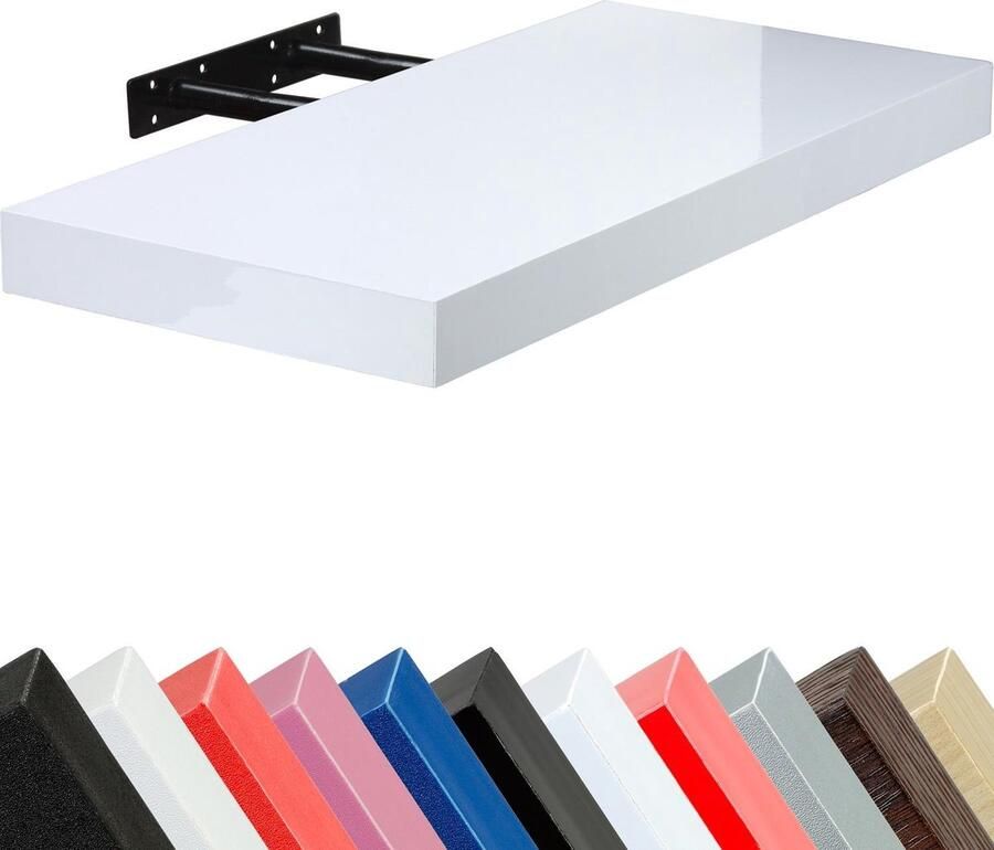 Stilista Wandplank Zwevend Wand Plank Trendy Design MDF 90 x 23 5 x 3 8 cm Hoogglans Wit