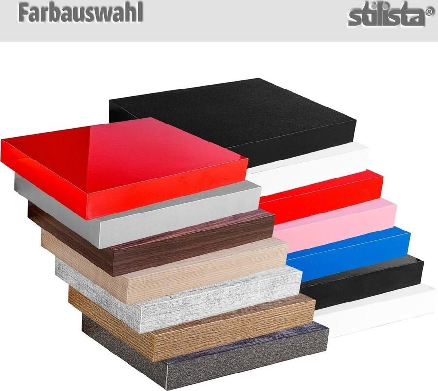 Stilista Wandplanken Zwevend Set van 2 Wandplank MDF 30 x 23 5 x 3 8 cm Hoogglans Wit