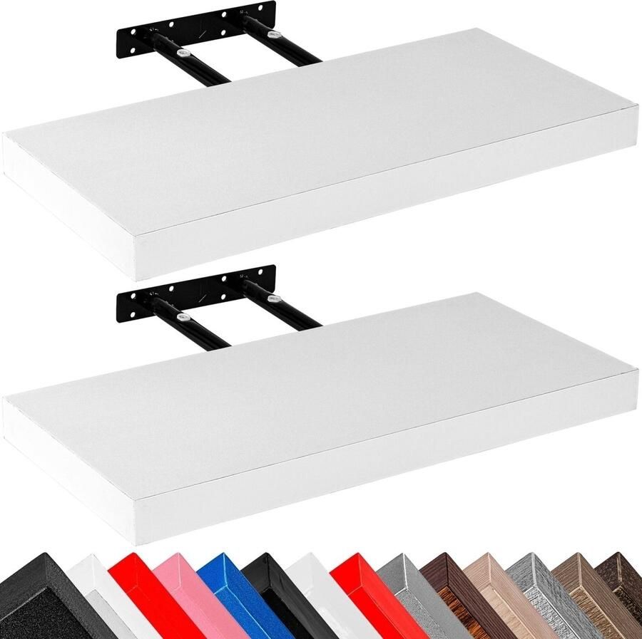 Stilista Wandplanken Zwevend Set van 2 Wandplank MDF 30 x 23 5 x 3 8 cm Wit