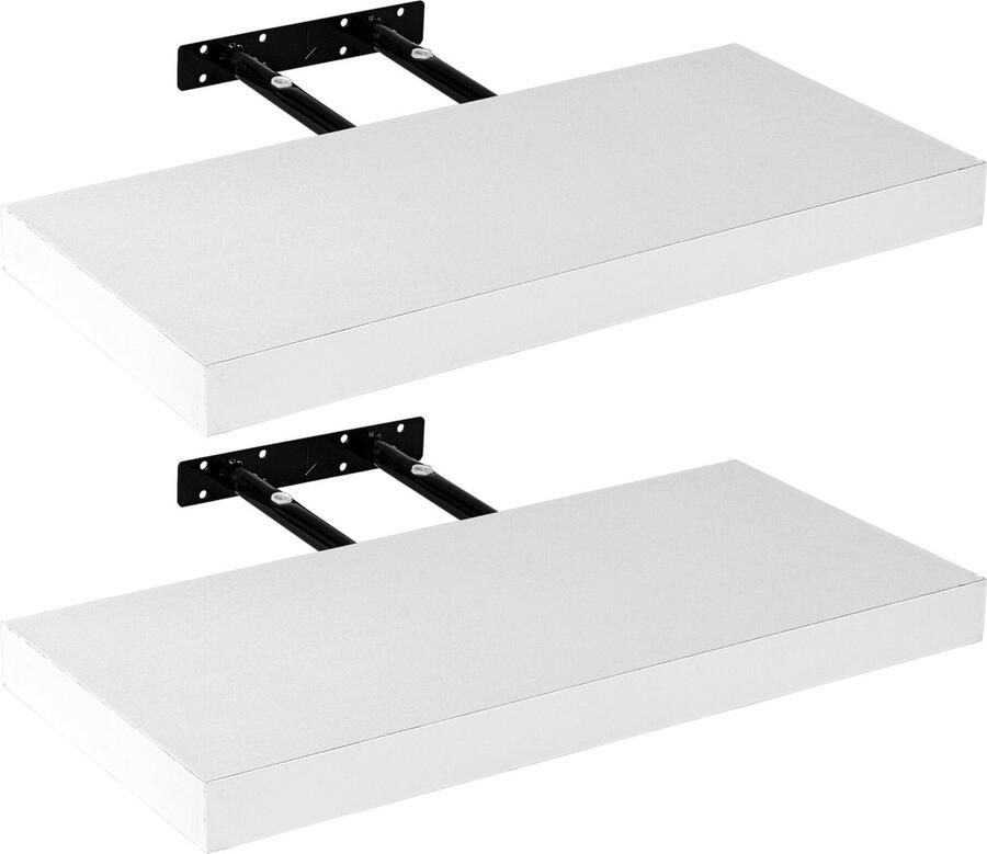 Stilista Wandplanken Zwevend Set van 2 Wandplank MDF 60 x 23 5 x 3 8 cm Wit