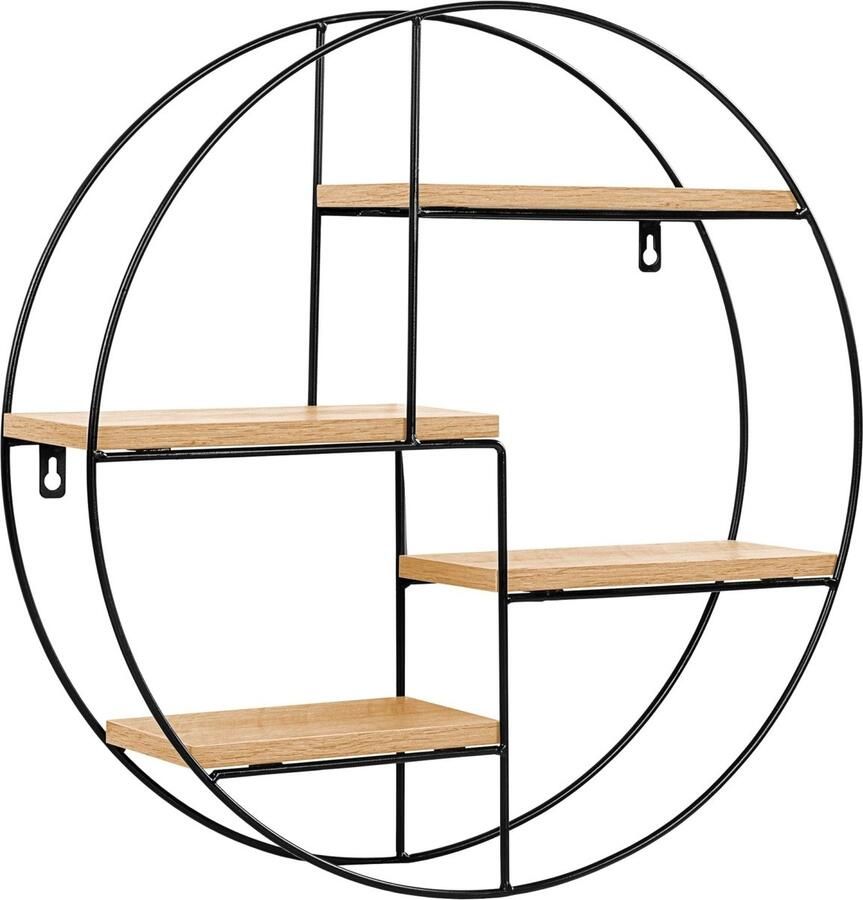 Stilista Wandrek Rond Wandplank MDF Ø 48 x 12 cm Licht Hout Zwart