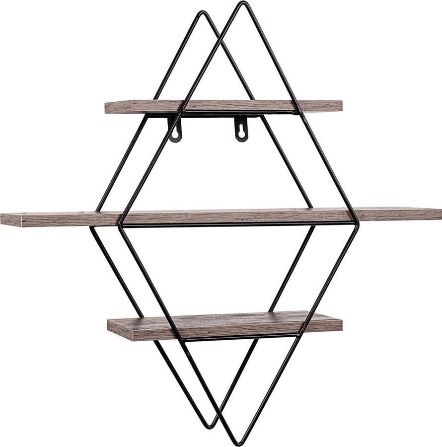 Stilista Wandrek Ruit Wandplank MDF Ø 48 x 12 cm Donker Hout Zwart