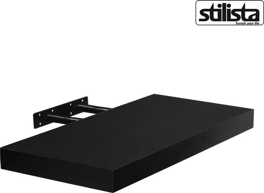 Stilista wandplank zwevend – wandplank – wandplanken – trendy design – MDF vezelplaat – 3 8 cm dik – zwart – 70 x 23 5 x 3 8 cm