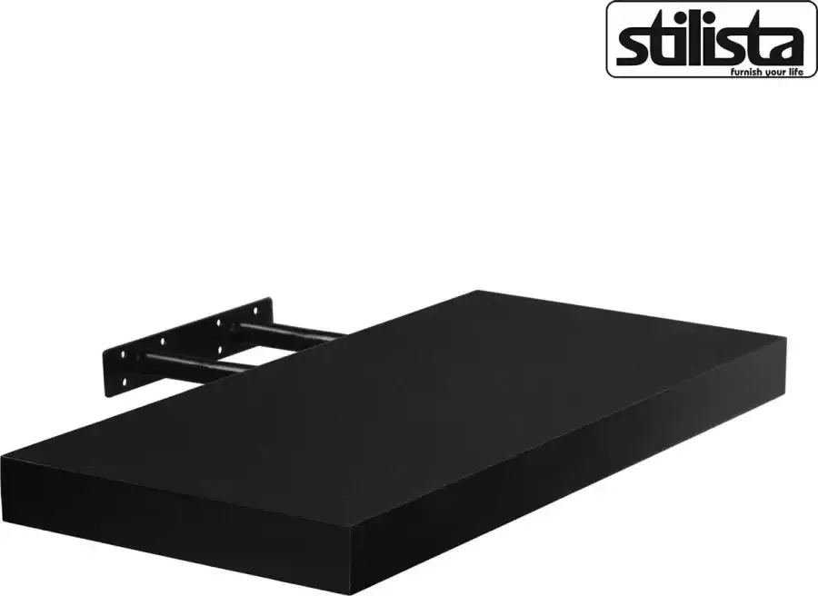 Stilista wandplank zwevend – wandplank – wandplanken – trendy design – MDF vezelplaat – 3 8 cm dik – zwart – 90 x 23 5 x 3 8 cm