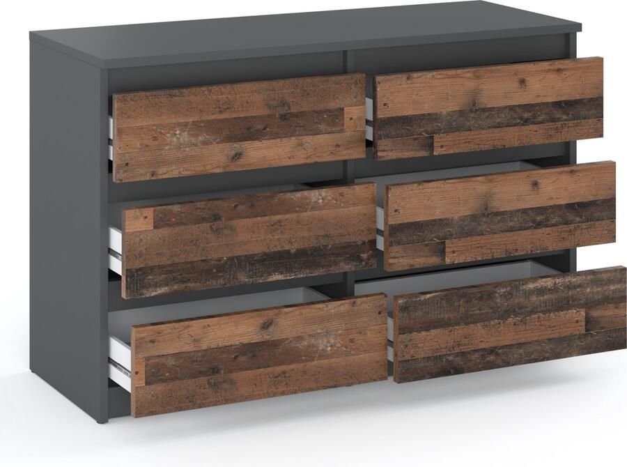 Stiv-Meble AZ Home Ladekast 6 Laden HUGO 100cm Grijs Old Wood