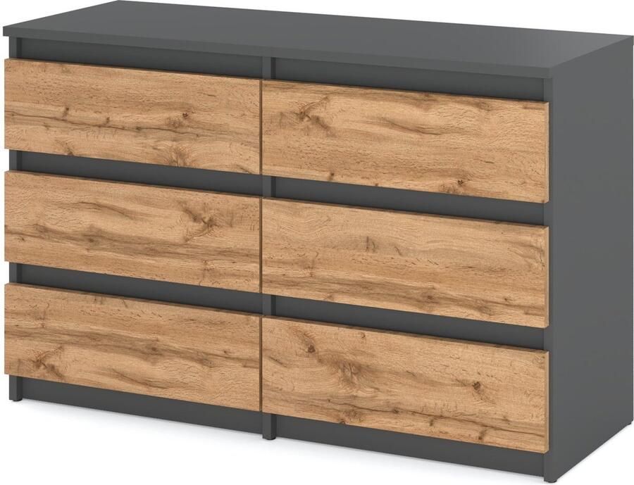 Stiv-Meble AZ Home Ladekast 6 Laden HUGO 100cm Grijs Wotan Eiken