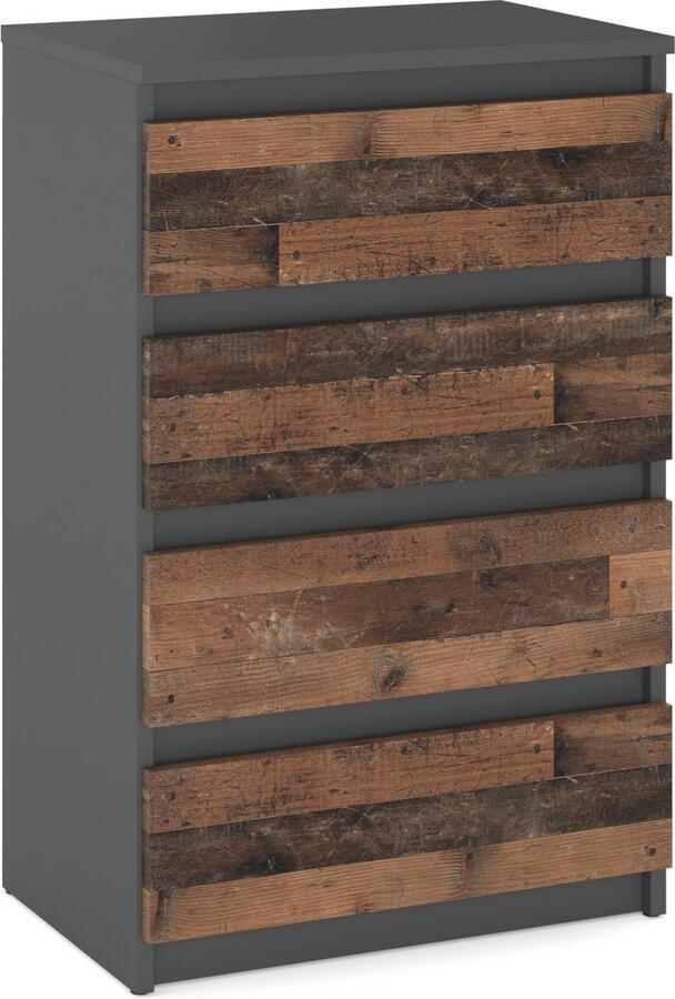 Stiv-Meble Ladekast 4 laden Grijs Vintage 60CM TV-kast Woonkamermeubel Dressoir