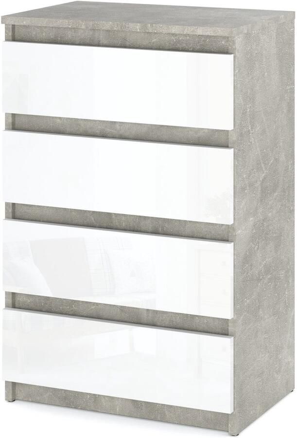 Stiv-Meble Ladekast Beton Wit Hoogglans 60 CM 4 SZ TV-kast Woonkamer Slaapkamer