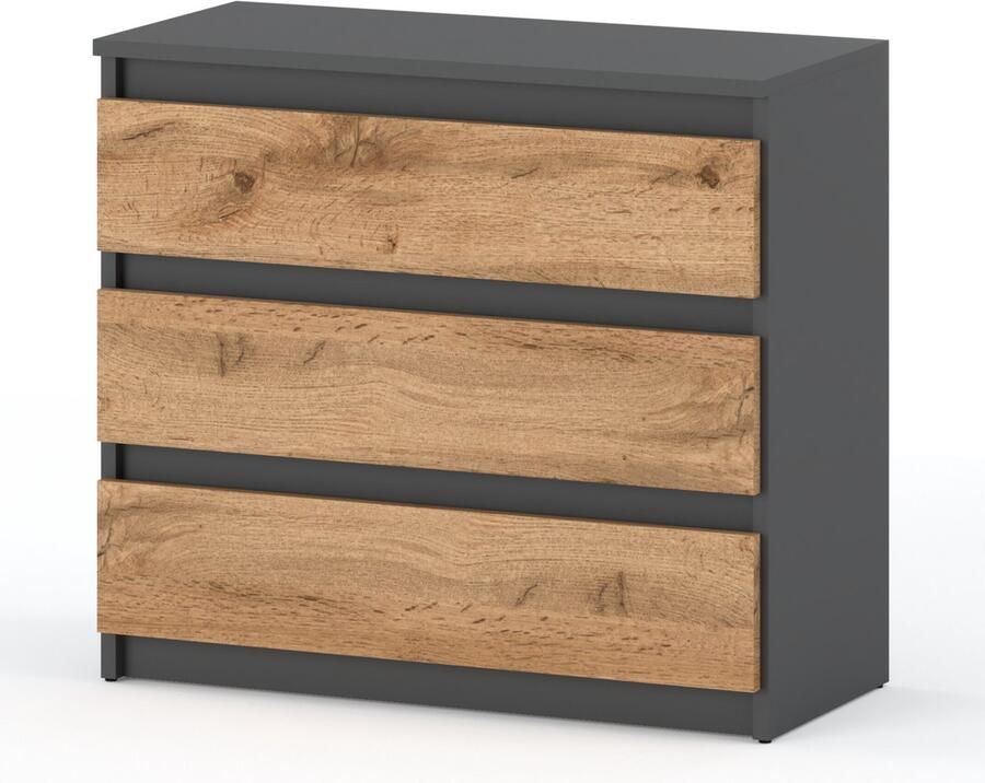 Stiv-Meble Ladekast TV-kast 80CM 3S Grijs Eiken Wotan Loft Woonkamermeubels