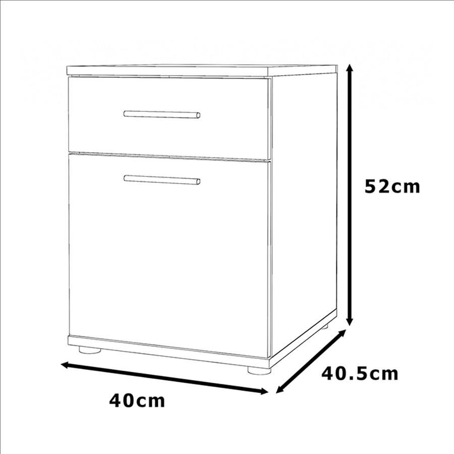 Stiv-Meble NACHTKASTJE LADENKAST BETON WIT MAT TAFEL 1D1S