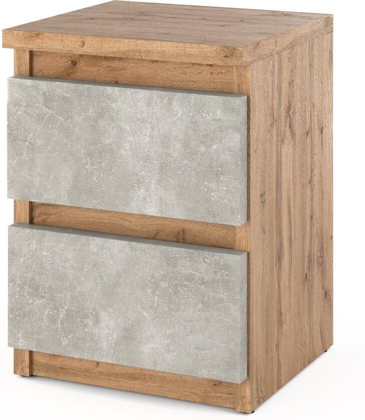 Stiv-Meble Nachtkastje 30 CM 2S Eiken Wotan Beton Nachtkastje Slaapkamer