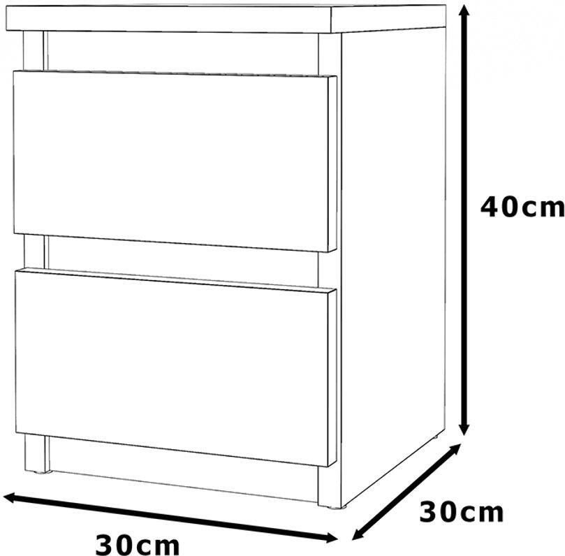 Stiv-Meble Zwart nachtkastje 30 CM 2S slaapkamermeubel Nakastlik Loft