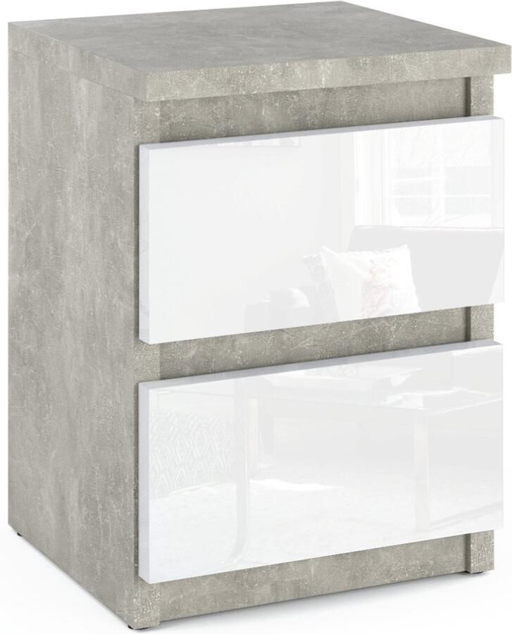 Stiv-Meble Nachtkastje Beton Wit Glans 30 CM 2S Nachtkastje Slaapkamermeubel